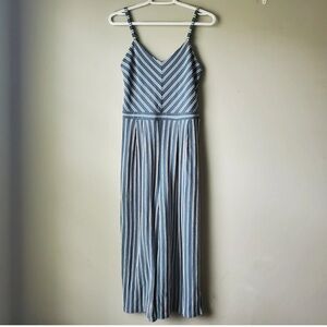 Xhilaration Blue and White Striped Jumper Romper size L